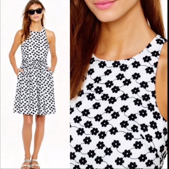 J. Crew Dresses & Skirts - ⭐️ J.Crew white floral embroidered racerback fit and flare sleeveless dress Sz 6
